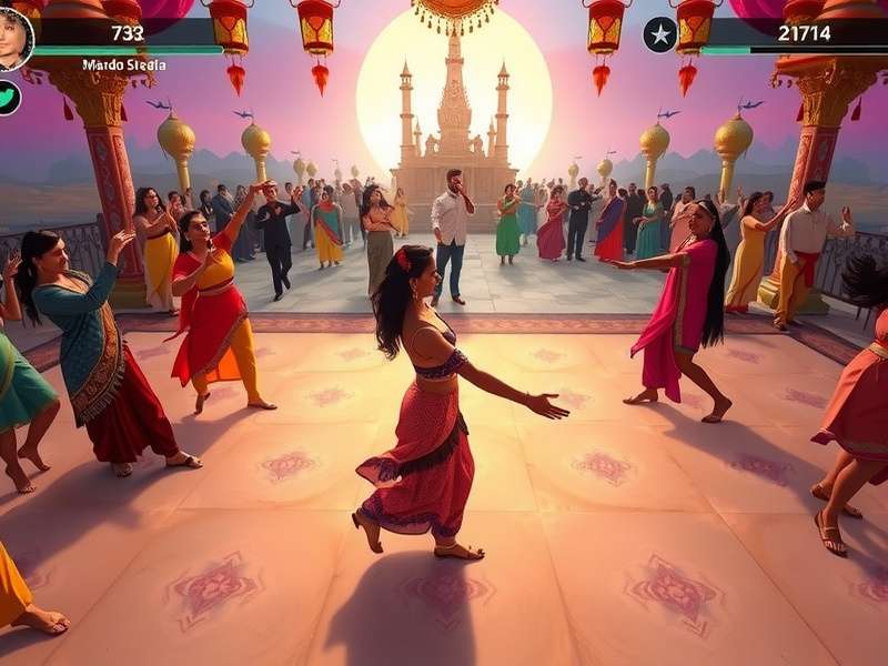 Celestial Dance Quest gameplay screenshot showing Bollywood dance moves